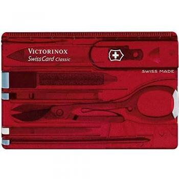 Victorinox Classic Swiss Card 10‑Funktion Blatt mit Spitzklinge, Schere, Nagelfeile, Pinzette