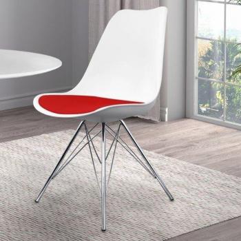 Soho Red Plastic Dining Chair with Chrome Legs