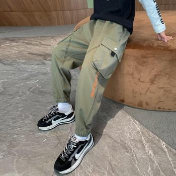 Pantalon de jogging noir pour enfants, style sarouel, poches cargo, décontracté et surdimensionné, 2022