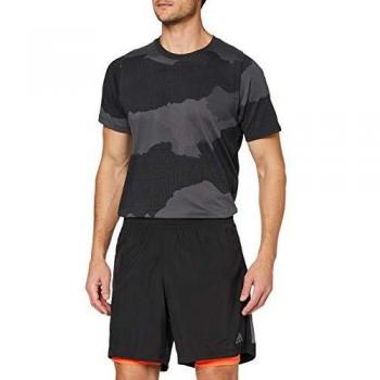 Men’s Own the Run 2N1 Active Shorts by Adidas – Black/Solar Red (XS9)