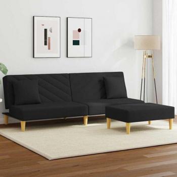 Torana Sofá cama doble con almohadas y taburete en negro