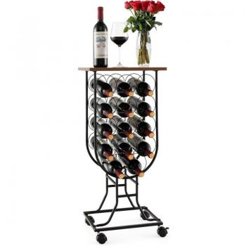 Étagère à vin portable 14 emplacements – cadre métallisé, verrouillage intégré