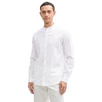 Tom Tailor Regular Fit Hemd (Freizeit) – Leinen-Baumwoll-Mix, Weiß, Größe S