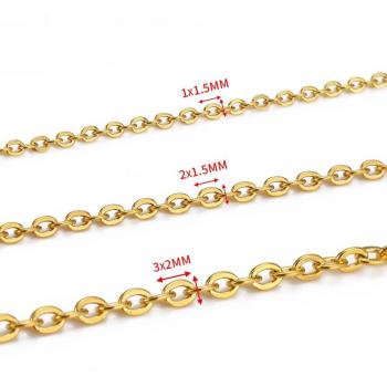 Cadena de acero inoxidable dorado, 10 metros, 1/1.5/2mm, componentes para joyería DIY