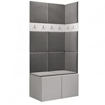 Conjunto de recibidor hartford 264, 186x84x46cm, blanco, tapiz, aglomerado laminado, colocada, montada en la pared