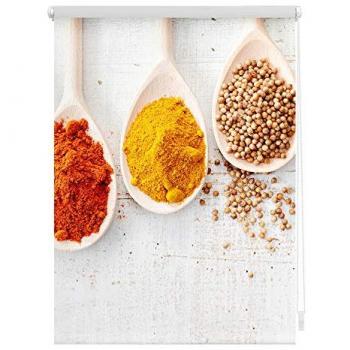 Lichtblick Klemmfix Rollo ohne Bohren, blickdicht, buntes Motiv Spices, 90 x 150 cm