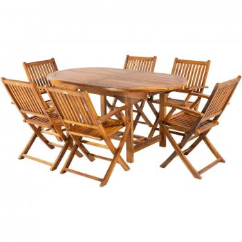 Conjunto Teca Oasis 6+Mesa Ovalada