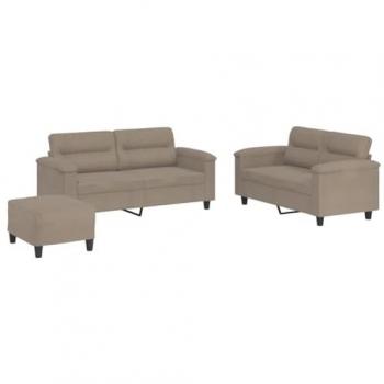 Completo Sofa 3 Componenti con Cuscini di Microfibra Marrone