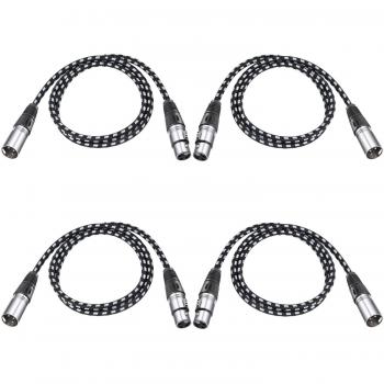 Neewer 4 Stück Mikrofonkabel XLR Stecker zu XLR Buchse für LED Bühne Licht, Mixer, Vorverstärker, Mikrofone und Lautsprechersysteme, 1m schwarz/weiß