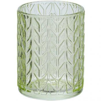 Porte-brosse en verre Vetro – Gobelet à relief, 75 × 10 × 75 mm, finition verte claire
