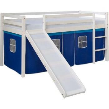 Lit Mi-Haut Bleu 90x200 cm avec Sommier et Matelas Intégrés