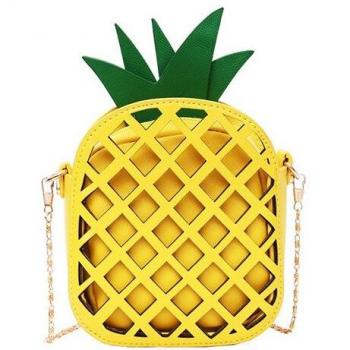 Leder‑Obst Mini-Tasche mit Anhänger