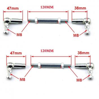 2 Pack M8 Steering Tie Rod Kit with Ball Joint for Mini Electric ATV, Go Kart, Buggy, Scooter (100MM-240MM)