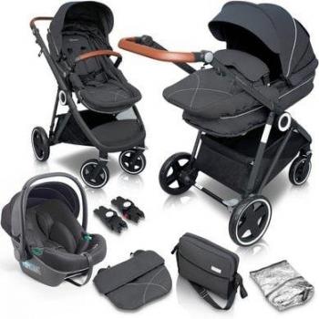 Trio Passeggino BabyGo Halime 3 in 1 Grigio Nero
