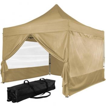 Tenda da Giardino 3 x 3 m con 4 Pannelli Laterali, Champagne, Impermeabile e UV 50+