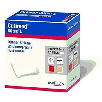 Cutimed Siltec L Schaumverband (10 x 10 cm) – sterile, 12 Stück
