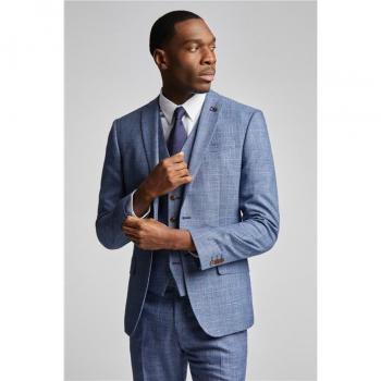 Vintage Slim Fit Blue Raspberry Check Blazer for Men