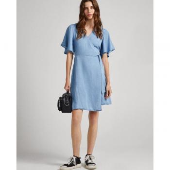 Robe Lyocell Fanny – Bleu – Manches courtes – Pepe Jeans – Taille S