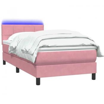 Letto Box Spring LED Rosa 90x220 cm in Seta