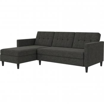 Sofá cama “Chaise Lounge Lino Antracita” con compartimentos ocultos