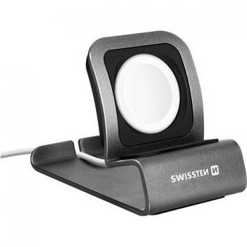Swissten Aluminium Ladehalter für Apple Watch, Grau