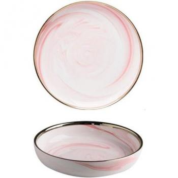 Ceramic Pink Marble Design Dinner Plate