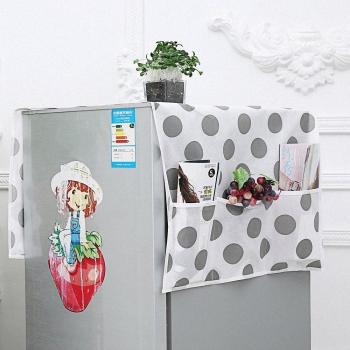 Gray Non-Woven Refrigerator Cover with Hanging Storage Bag