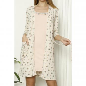 Camicia notturna S Somon con cintura a frange