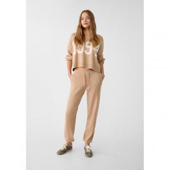 Stradivarius Bequeme Jogginghose Beige L