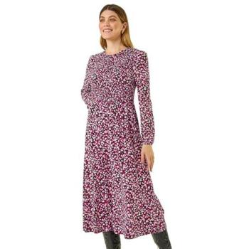 Robes Midi Romanes Rose à Motifs Flirtants
