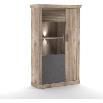 Vitrine Lamellen in Flagstaff Eiche-Anthrazit