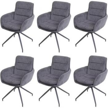MCW-K32 Drehstuhl-Set, 6er Esszimmerstühle, abgerundete Kanten, grau