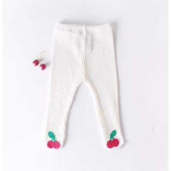 Sweet Cherry Ribbed Trousers for Girls