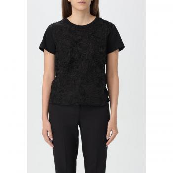 Actitude Twinset – T‑shirt nero con ricamo tulle (cotone, XL)