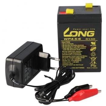 Bleiakku‑Packung 6 V 4,5 Ah mit 0,6 A Charger – KungLong