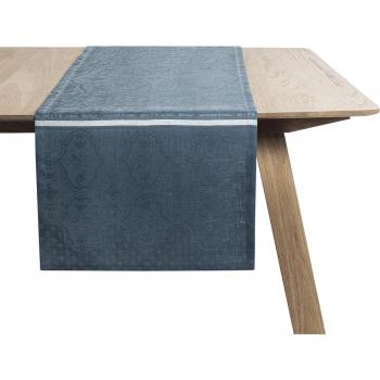 Tapis de Table Bleu Armoiries en Lin – 50 × 150 cm