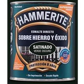 HAMMERITE-Esmalte Antioxidante Satinado Verde Oscuro 750 ml Protección antióxido hasta 8 años