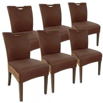 Amagohome Korbstuhl Bilbao – Polster-Rattanstuhl, Esszimmertischstufe, braunem Polster und Griff