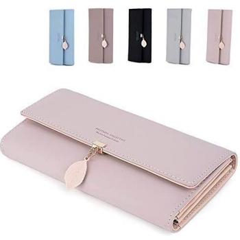 ZhengYue Damen‑Langformat‑Geldbeutel – Rosa Kunstleder mit vielen Fächern