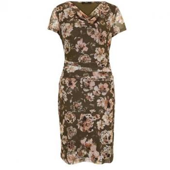 Zero Trendiges Meshkleid mit Wasserfallkragen