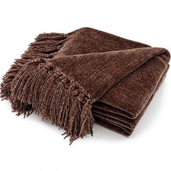 SoftBrown Chenille Tassel Throw