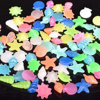 10/50PCs Glowing Starfish and Conch Shell Decorative Stones for Garden