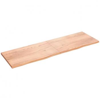 Vidaxl 200x60x(2-4) cm Light Brown Wall Shelf, Treated Solid Wood, Oak