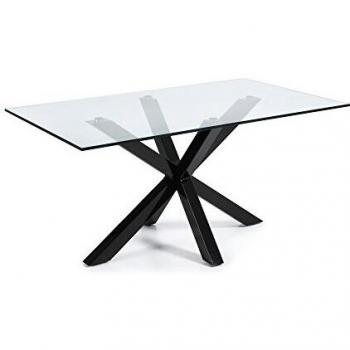 Tavolo Argo 160x90 in vetro trasparente con base nera