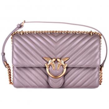 Pinko Cross Body Bags Gray Female ONE SIZE Classic Sheep Nappa Chevron Shoulder Bag