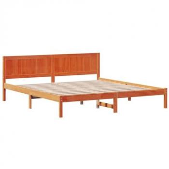 Waxed Oakwood Bed Frame 200x200 cm – Brown Finish
