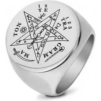 Modyle Vintage Punk Pentagram Signet Ring in Gold and Silver for Men