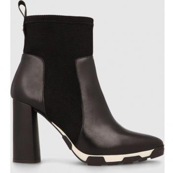 Botines de mujer Lodi combinados en piel negra y tejido elástico