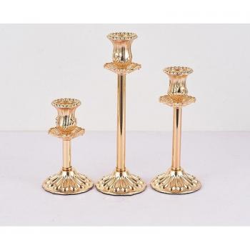 Set of 3 European Metal Candle Holders