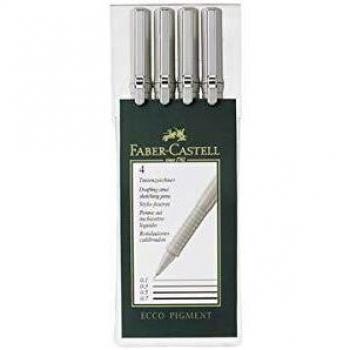 Tintenfeinschreiber Ecco-Pigment von Faber Castell, 0,2/0,4/0,6/0,8 mm, schwarz, 4er Set